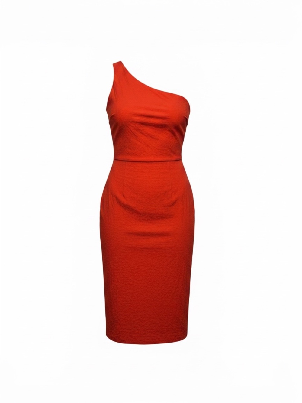 Lulus Cocktail Club One-Shoulder Crepe Midi Dress Red Orange Women’s Sz XL